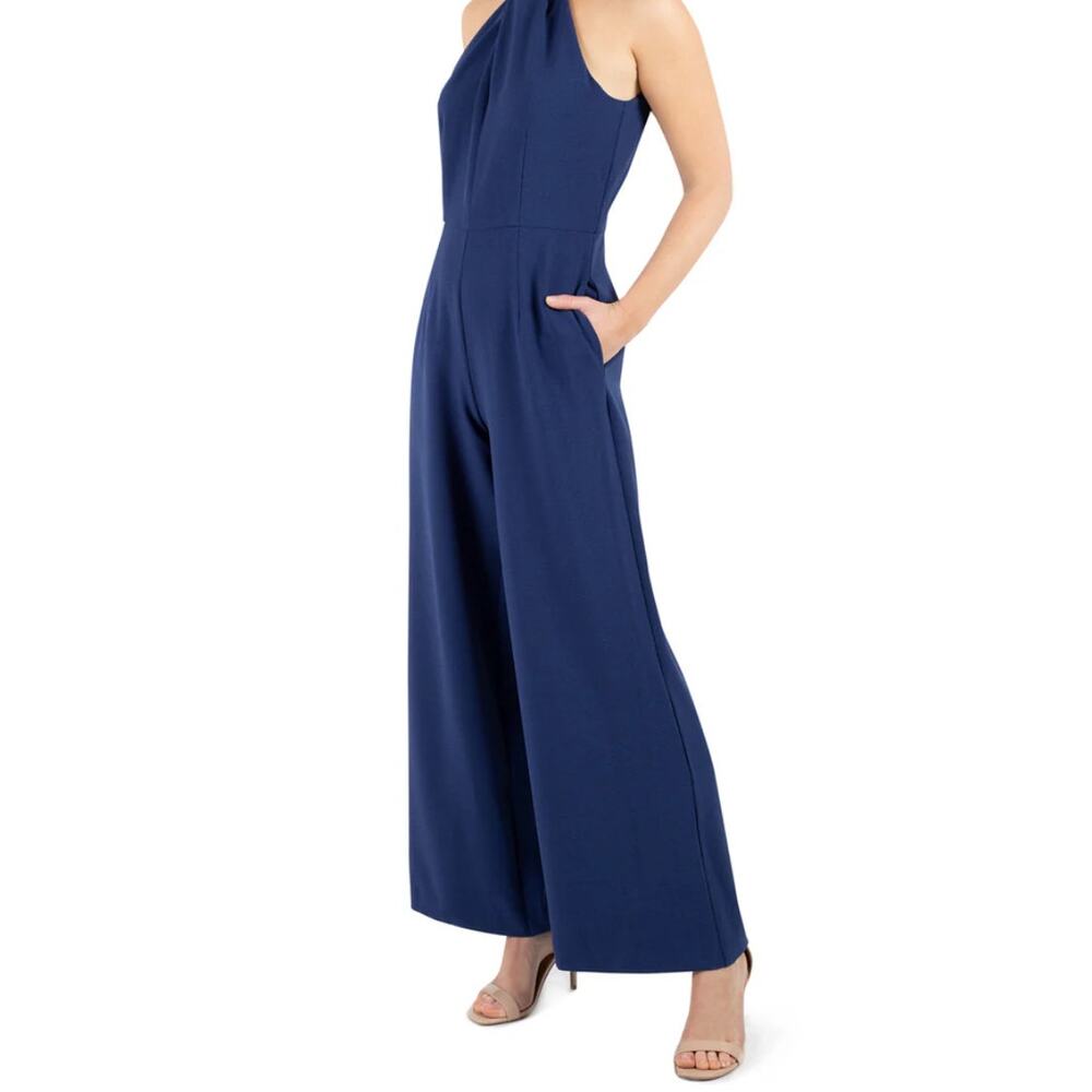 Julia Jordan Womens Knot Neck Keyhole Halter Wide Legs Jumpsuit Size 16